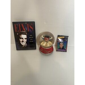 Vintage Elvis Presley Lot Of Collectibles W/ DVD' Snow Globe & Cards
